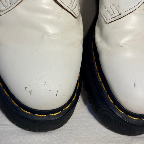 Dr. Martens 1461 Quad Platform Oxford Size 8 White Leather Chunky 3-Eye Shoe - Picture 13 of 13